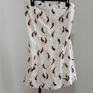 Jessica Simpson White with Chili Pepper Print strapless Dress
